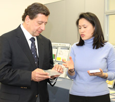 Paul Blair and student demonstrating the device