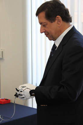Paul Blair and student demonstrating the device
