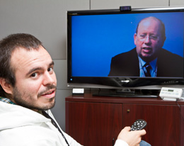 Paul Blair and student demonstrating the device