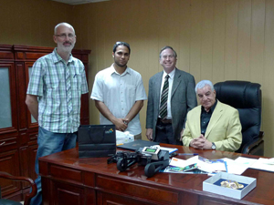 KAUST researcher Greg Wickham (left), Saad and DeFanti meet with Zahi Hawass, Egypt's Minister of State for Antiquities Affairs.