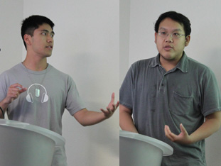 Paul Blair and student demonstrating the device