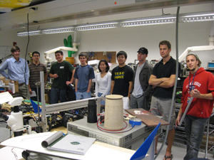 Doug Palmer (far left) with some of the students and Calit2 staff behind the digital sign project.