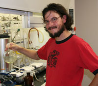 Aaron Kushner works on super polymer