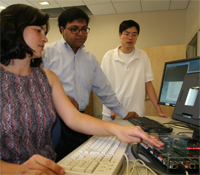 From left, professors Tajana Simunic Rosing and Rajesh Gupta, with graduate student ZhongYi Jin and