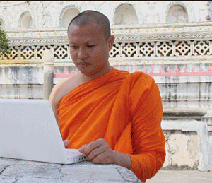 Thailand-- Monk on laptop