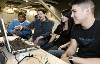 Matt Chandrangsu, Calit2's Paul Blair, Kari Nip and Jeffrey Chi