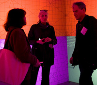 Jeremy Douglass, a Calit2-affiliated post-doctoral researcher, demonstrates data visualization techn
