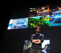 Mike Toillion with images from his 4K digital video, "Beatbox360"