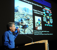 Tom Levy speaks at an event titled  "In Search of Solomon, Gabriel and Internet Archaeology"