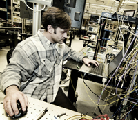 Researcher Nikola Alic uses CIAN testbed on UC San Diego campus