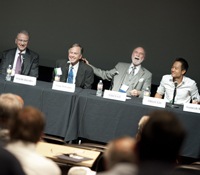 Irwin Jacobs, Tom DeFanti, Vint Cerf and Albert Yu-Min Lin