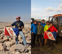 Archaeologist Tom Levy (left in Jordan) and Albert Lin (far right in Mongolia in 2010) fly Explorers