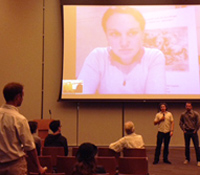 Ph.D. student Samantha Stout answered questions from Florence via Skype