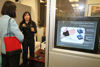 Paul Blair and student demonstrating the device
