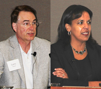 Karen Nelson and Larry Smarr at Microbiome symposium
