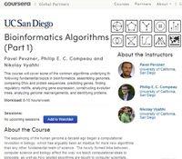 Coursera advertises upcoming UC San Diego online course on bioinformatics algorithms