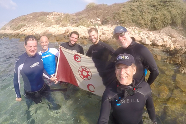 UC San Diego team led by archaeologist Tom Levy (front right) at Tel Dor, Israel.