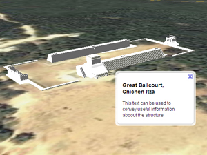 Google SketchUp/Google Earth mash-up of the Great Ballcourt at Chichen Itza