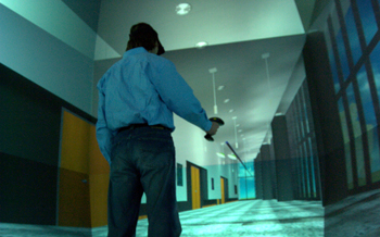 Calit2 researcher Jurgen Schulze in the StarCAVE