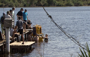 Lake Annie buoy being deployed