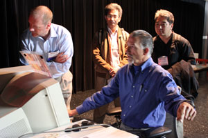 Paul Blair and student demonstrating the device