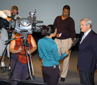 Maurizio Seracini interviewed by reporters