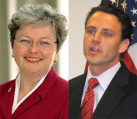 State Sen. Christine Kehoe (lef) and Assemblyman Nathan Fletcher