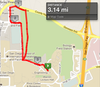 Route for Pi-mile run/walk starts in Bear courtyard